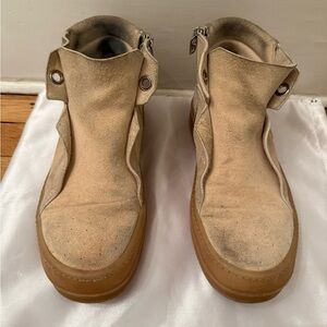 Rick Owens Beige Suede Sneakers
